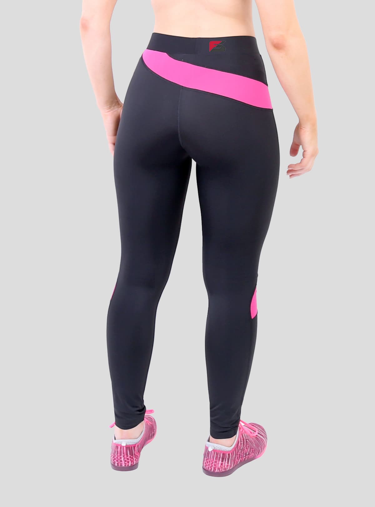 Pink and Black Style Legging_ Yoga Pants_Girls Tights_Fitnes